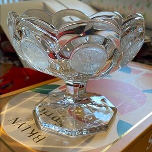 The Fostoria Coin Glass Footed Jelly Compote Bowl, made in1958 US. Crystal Bowl